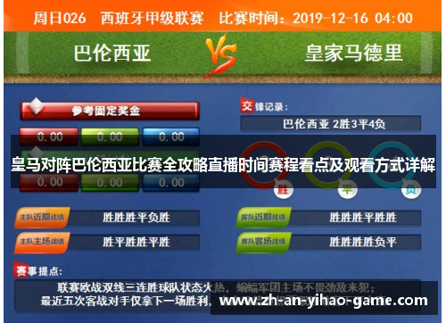皇马对阵巴伦西亚比赛全攻略直播时间赛程看点及观看方式详解